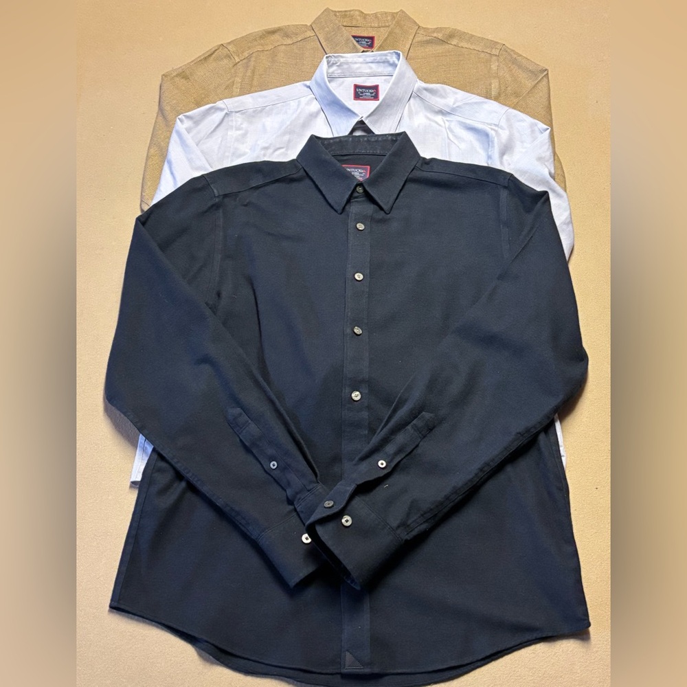 3 UNTUCKit Black and White Dress Shirts Large L